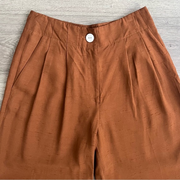 Kate Spade Collection High Rise Wide Leg Pants Crepe Brown US 4 / 38" Inseam - Picture 5 of 10